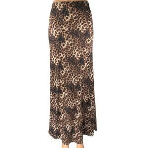 Princess Polly Emily Brown Animal Leopard Print Pull On Maxi A-Line Skirt Size 8